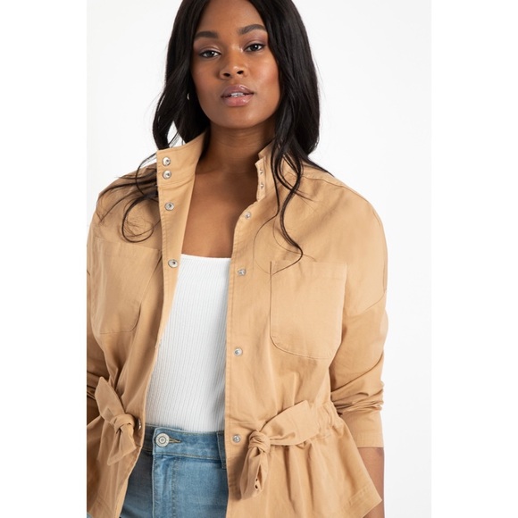 Eloquii Jackets & Blazers - 🛑SOLD Eloquii Plus Size Tan Cinched Waist Anorak Jacket Size 22
